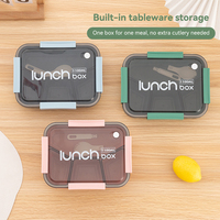 Mignon simple 0.8L 1.2L 3 compartiments pâtes riz stockage des aliments micro-ondes plastique boîte à lunch enfants adulte boîte à bento pour bureau école