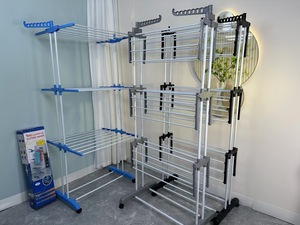 Étagère pliable et détachable de type aile, sur pied, à trois niveaux, en acier inoxydable, réglable, gain de place, multifonctionnelle, écologique - Product Image 5