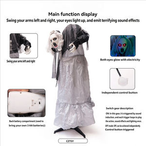 Ornement décoratif lumineux d'Halloween, fantôme féminin animé, oscillant, à induction électrique, pour une ambiance de terreur - Product Image 5