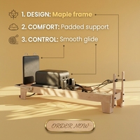 Machine de Pilates Reformer en Bois d'Érable pour Studio Commercial, Durable, Portable, Réglable, Emballage d'Exportation avec Coussin en PU