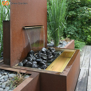 Fontaine de jardin en acier corten rouillé rouge résistant aux intempéries, cascade durable en métal, design moderne pour jardin - Product Image 6