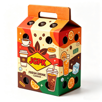Boîte en carton ondulé brun naturel pour boissons, jus, eau, aliments, avec poignée, impression de logo personnalisé et trou de ventilation