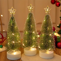 Décorations de fête de Noël d'intérieur, ornements de Noël en plastique pour la maison, guirlandes lumineuses LED, petit sapin de Noël