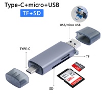Lecteur de cartes en alliage aluminium/zinc pour téléphone portable, compatible TF/SD avec iPhone Type-C/V8, lecteur de cartes 2-en-1 2.0/3.0