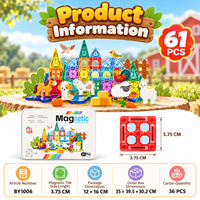 Tuiles magnétiques pour enfants 3,75 cm, mini boîte en métal, blocs de construction magnétiques, thème ferme, jouets éducatifs pour les garçons et les filles d'âge préscolaire