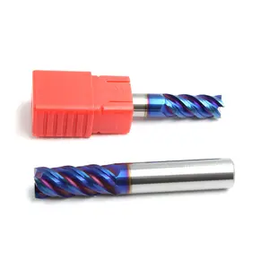 Nano blue coated carbide milling cutter High hardness HRC65 diameter D4MM