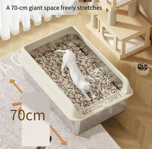 Kotak sampah kucing baja tahan karat dan plastik 70 cm-ukuran besar-tahan percikan-permukaan tahan lengket-mudah dibersihkan-pengontrol bau-ramah lingkungan - Product Image 3