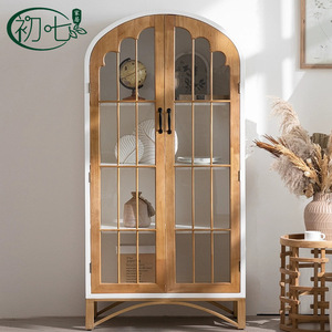 Vitrina Arqueada con Puertas de Vidrio, Almacenamiento Multicapa para Sala de Estar o Estudio, Diseño Ecológico - Product Image 3