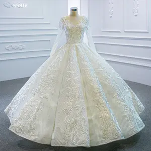 Jancember RSM66812豪华长袖蕾丝传统新娘礼服婚纱礼服