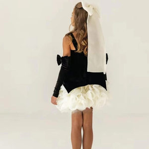 Abito da Principessa <span class=keywords><strong>Nero</strong></span> Retrò all'Uncinetto con Bretelle per <span class=keywords><strong>Bambina</strong></span>, Elegante Abito Formale da Designer per Compleanno e Sfilata - Product Image 2