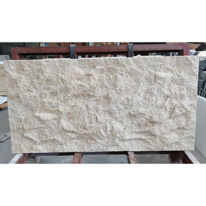 Tuiles murales en calcaire beige et blanc crème naturel fendu bon marché pour une utilisation extérieure de villa moderne - Product Image 1