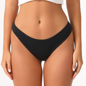 Tanga de Bikini Sexy con Encaje para Mujer, Tanga de Algodón de Tiro Bajo, Tejido Sin Costuras, Transpirable, Cintura Elástica, Suministro ODM, Personalizable - Product Image 4