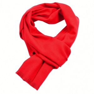 Cross Border Autumn/Winter <b>Wool</b>/Viscose Unisex Monochrome Double-sided Yarn-dyed Scarf Shawl CN - Product Image 4