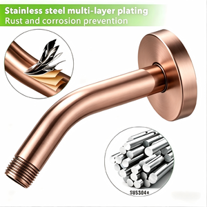 Brazo <span class=keywords><strong>de</strong></span> Ducha <span class=keywords><strong>de</strong></span> 6 Pulgadas <span class=keywords><strong>en</strong></span> Oro Rosa Cepillado, Ecológico, <span class=keywords><strong>de</strong></span> Alta Presión y Ahorro <span class=keywords><strong>de</strong></span> <span class=keywords><strong>Agua</strong></span>, con Salida Única, Montaje Moderno <span class=keywords><strong>en</strong></span> Pared para Cabezal <span class=keywords><strong>de</strong></span> Ducha - Product Image 3