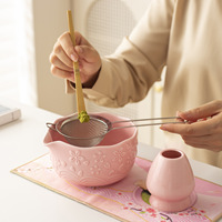 Ensemble de matcha rose ultime GREAT, 7 pièces, bol en céramique et fouet en bambou |   Cadeau de thé classique écologique pour les amateurs de matcha