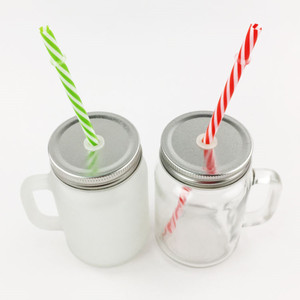 Bán buôn 16oz Frosted thủy tinh vuông uống <span class=keywords><strong>Mug</strong></span> 480ml sữa nước trái cây bia Glass cup với xử lý và rơm - Product Image 5