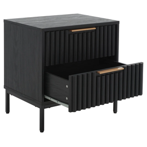 Stylish 2 Drawer Nightstand Black Mango Wood Durable Solid Wood Construction Elegant Design Perfect For Bedroom Storage - Product Image 2