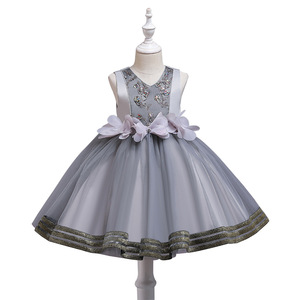 Robe de princesse brodée sans manches à col en V pour filles, Costume de spectacle rouge, robe pour enfants, automne 2020 - Product Image 5