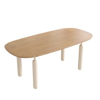Table à manger ovale en bois de frêne crème, style minimaliste nordique, forme allongée, taille personnalisable, mobilier de salle à manger pour la maison et l'hôtellerie/villa