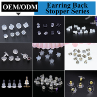 Boucles d'oreilles en silicone transparentes plaquées or de haute qualité avec logo personnalisé, fermoirs en laiton en forme de cœur pour boucles d'oreilles à clous