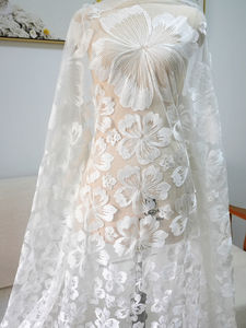 Nuevo Mori blanco bordado tul flor encaje tela cabeza hilo hecho a mano malla FONDO PARA vestido - Product Image 4