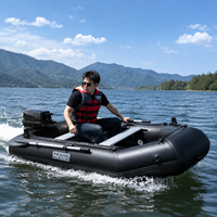 Bateau pneumatique professionnel en PVC rigide de Chine, bateau de pêche, bateau d'assaut, fond recouvert, fond de bateau en aluminium, noir Kinggang a
