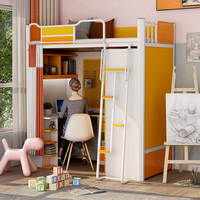 Lit superposé moderne intégré avec bureaux supérieurs et inférieurs et armoires pour dortoirs scolaires, appartements et étudiants universitaires