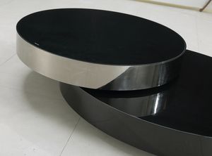 Modern Design Gold Black Tempered <strong>Glass</strong> Rotatable <strong>Coffee</strong> <strong>Table</strong> Home Living Room <strong>Table</strong> - Product Image 5