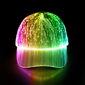 Casquette lumineuse à fibres optiques LED rechargeable par USB, effet arc-en-ciel, boîte de nuit, danse, concert, festival, scène, performance, chapeau unisexe - Product Image 1