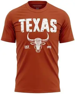 Printbox Originals Est 1845 Texas Shirts, Longhorn Shirt para hombres, Football Lonestar State Fan T-shirt