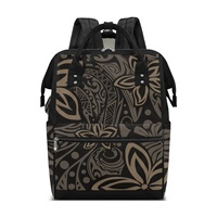 Sac à dos promotionnel personnalisé à imprimé polynésien grande capacité pour femme/maman, en polyester avec fermeture éclair, marque Jingpu, poignée supérieure imprimée