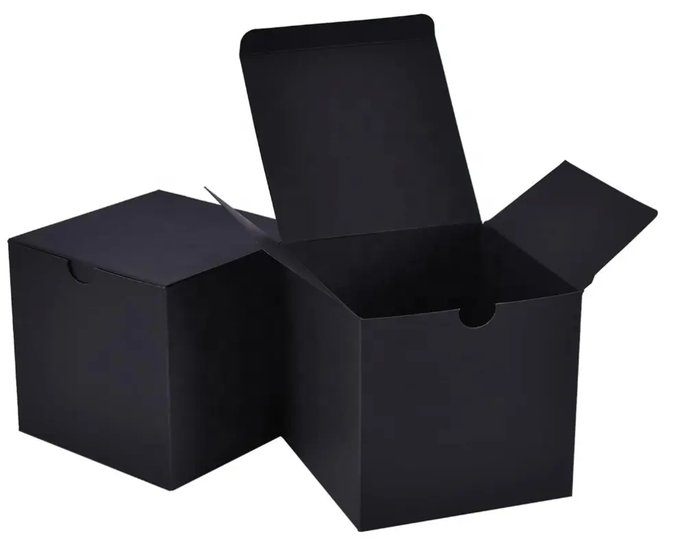 Wholesale Black Kraft Paper Box with Lid for Party Favor, Ornaments, Bridesmaid Proposal, Bakery Cookies