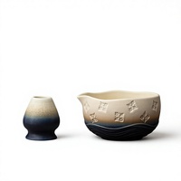 Support à thé en céramique style Japandi pour bol à matcha, motif fleur de cerisier, 550 ml, accessoires de cérémonie du thé écologiques