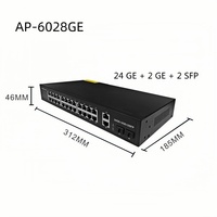 10/100/1000Mbps 24Port Unmanaged Ethernet Switch dengan 2GE Uplink 2SFP Plug & Play untuk Perangkat Jaringan Rak Kamera IP 6208GE