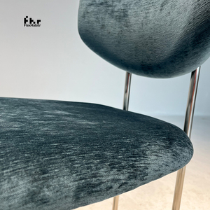 Modern Dark Green Velvet Dining <b>Chair</b> Curved <b>Back</b> Polished Silver Metal Legs for Restaurant Hotel - Product Image 3