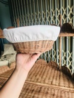 Meilleure vente Panier à pain rond en rotin et rotin Plateau à pain avec doublure en toile de coton