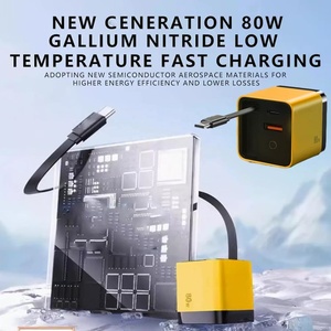 UE EE. UU. Reino Unido 3 en 1 PD Adaptador de viaje 80W GaN Cargador rápido Enchufe de pared retráctil con cable USB C A + C Módulo de carga rápida para teléfonos - Product Image 3
