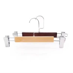 Factory Direct Sales Solid Cheap Wood Pant Skirt <strong>Hanger</strong> Wardrobe Save Space Wooden Trouser <strong>Hangers</strong> with Clips - Product Image 5