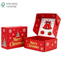 Boîte cadeau de Noël rouge personnalisée avec logo estampé à chaud, boîte d'emballage en papier kraft multi-tailles pour vêtements, cadeaux de fête, expédition