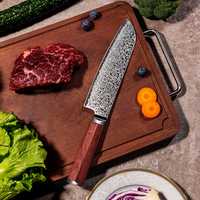 Couteau de chef artisanal Damascus VG10, manche en bois de santal rouge massif, lame de 18 cm, couteau à découper la viande léger et luxueux, ambidextre