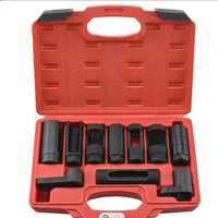 Set Alat Pembuka Sensor Oksigen dengan Soket Offset Drive 3/8'' dan 1/2'' - Termasuk 10 Buah Soket Sensor Oksigen Berbagai Ukuran