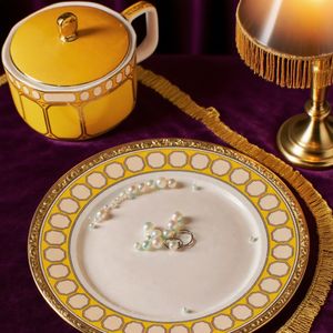 Service de Table Haut de Gamme en Céramique Or Pur, Nouvelle Porcelaine Fine, Tasses à Café, Pot et Assiettes à Motifs Végétaux pour Cadeaux - Product Image 5