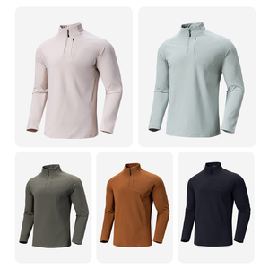 Camiseta Deportiva de Manga Larga para Hombre, Corte Ajustado, Secado Rápido, Media Cremallera, Cuello Alto, Estilo Polo, con Logotipo Personalizado Tejido, Color Sólido, Talla Grande, Informal - Product Image 6