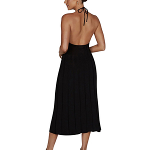 Summer Casual Solid Color Pleated Knit Lady Skirt Europe America Sexy Hottie Backless Halter Knit <strong>Dress</strong>