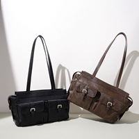 Tas Selempang Kulit Sapi Asli Logo Kustom Vintage Utilitas Multi Kantong Tas Kulit Wanita Grosir