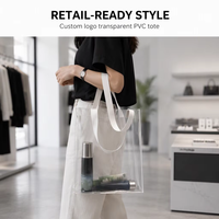 Sac fourre-tout transparent en PVC réutilisable avec poignées en sangle, vente en gros pour les détaillants de cosmétiques et de produits de beauté