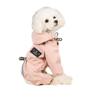 เสื้อแจ็คเก็ตสะท้อนแสงกันน้ำมีฮู้ด,ชุดกันฝนสำหรับสุนัข