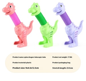 Jincan Wholesale Creative Fun <strong>Poptube</strong> DIY Telescopic Tube Variable Dinosaur Shape Puzzle Decompression Stretching Toys Children - Product Image 6