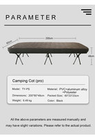 Lit de camping pliable portable avec matelas gonflable, hauteur réglable, multi-usages pour le camping, le bureau, la maison