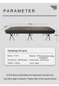 Cama de Campaña Plegable Portátil con Colchón Inflable, Altura Ajustable, Multiusos para Camping, Oficina y Hogar - Product Image 3